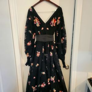 Teuta Matoshi Gown size 6 black floral dress